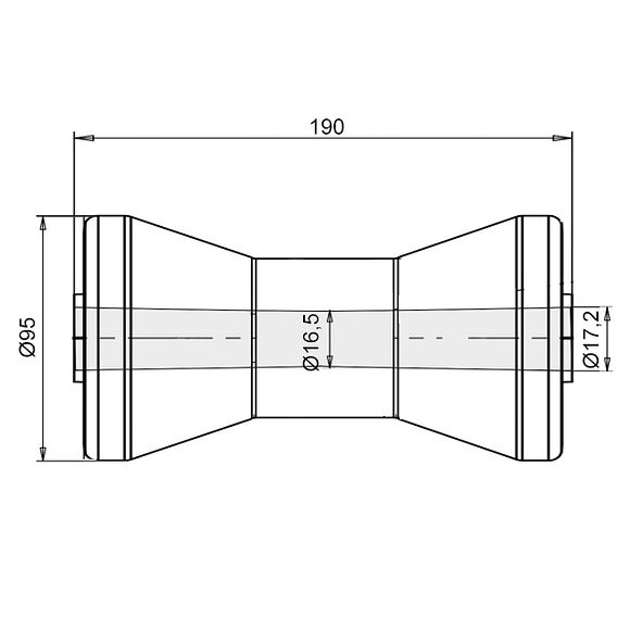 VALERYD Kölrulle plast 190x95, Hål Ø16mm