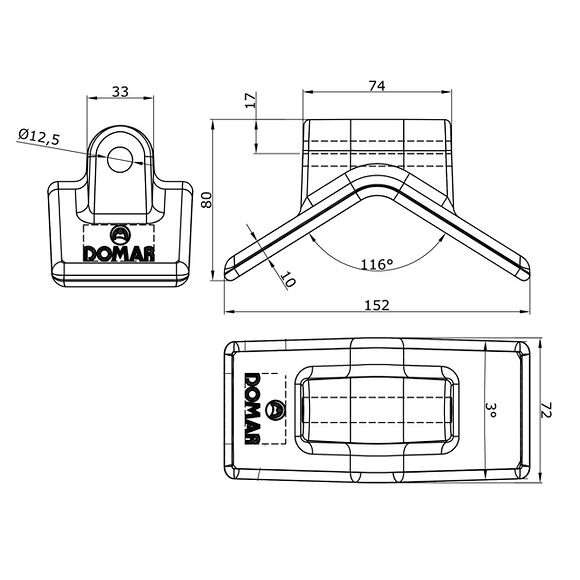 VALERYD Stävstöd Längd 152mm, 116 Grader
