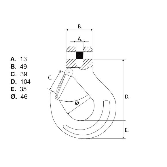 VALERYD Lastkrok med spärr G80 10-8mm, 3,15 ton