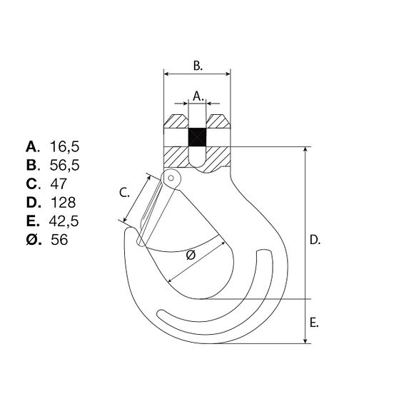 VALERYD Lastkrok med spärr G80 13-8mm, 5,3 ton