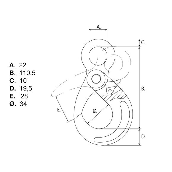VALERYD Säkerhetskrok G80 6-8mm, 1,12 ton