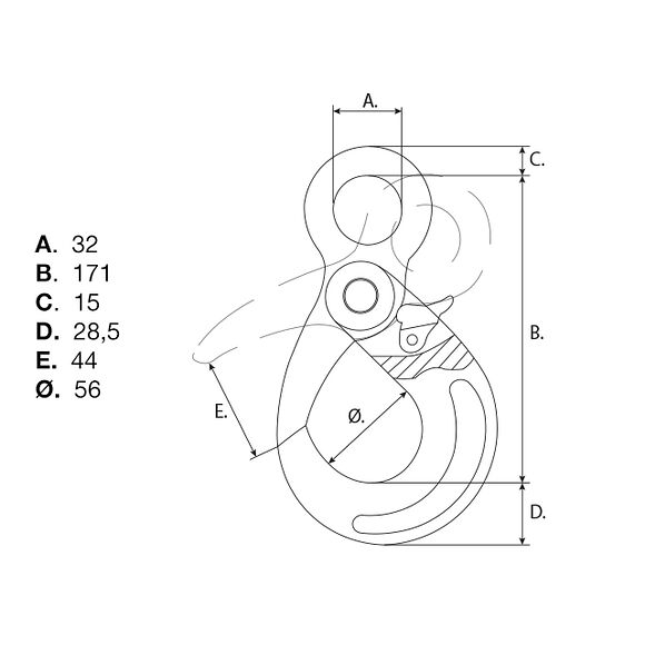 VALERYD Säkerhetskrok G80 10-8mm, 3,15 ton
