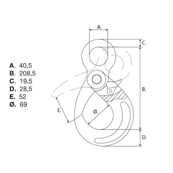 VALERYD Säkerhetskrok G80 13-8mm, 5,3 ton