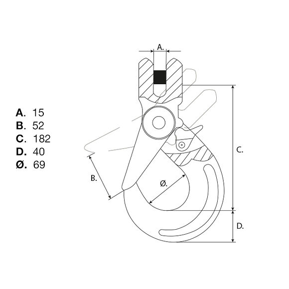 VALERYD Säkerhetskrok med spärr G80 13-8mm, 5,3 ton