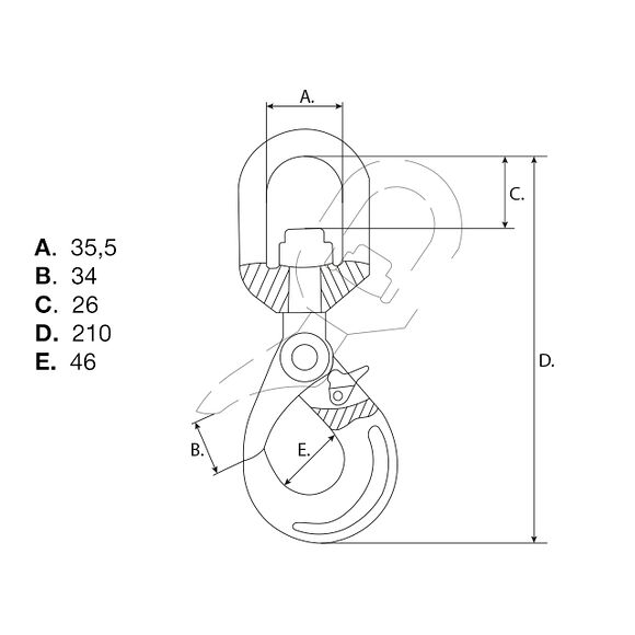 VALERYD Säkerhetskrok med lekare G80 7/8-8mm, 2 ton