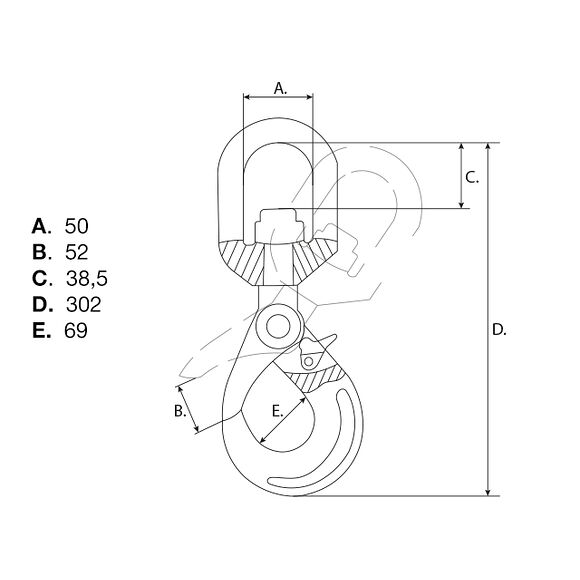 VALERYD Säkerhetskrok med lekare G80 13-8mm, 5,3 ton