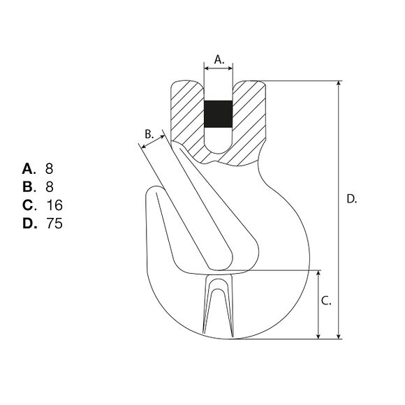 VALERYD Clevis förkortningskrok G80 6-8mm, 1,12 ton