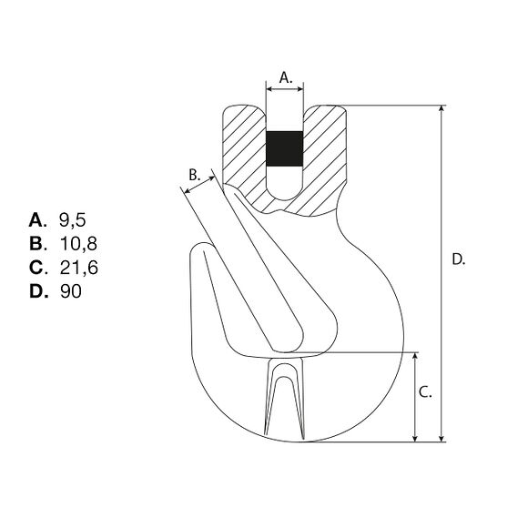 VALERYD Clevis förkortningskrok G80 7/8-8mm, 2 ton