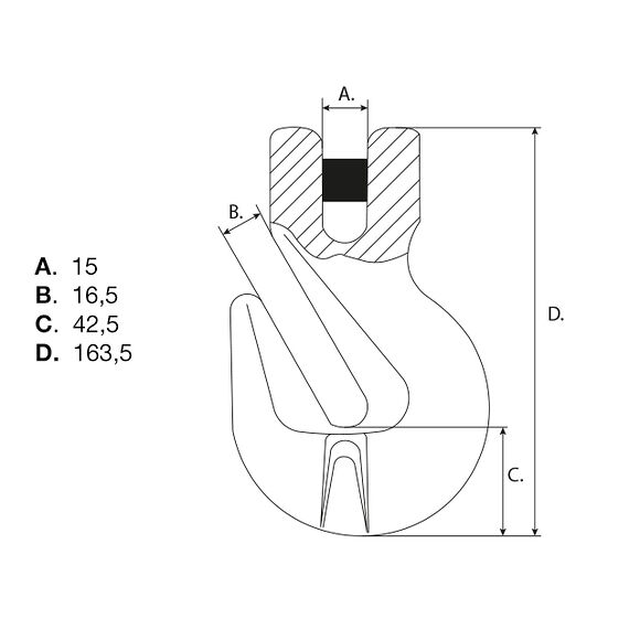 VALERYD Clevis förkortningskrok G80 13-8mm, 5,3 ton