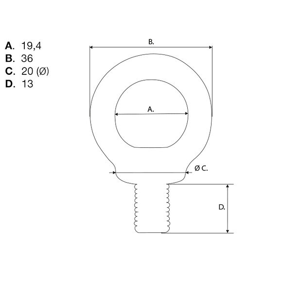VALERYD Lyftögleskruv DIN580 6mm, 70 Kg