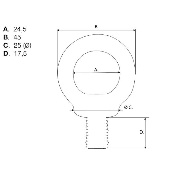VALERYD Lyftögleskruv DIN580 10mm, 230 Kg