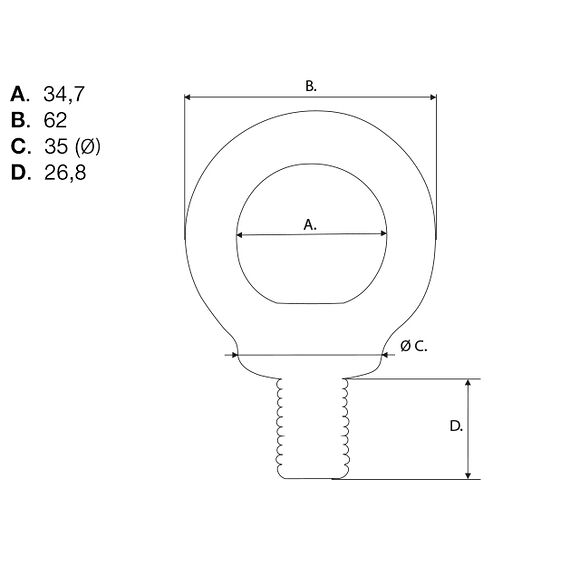 VALERYD Lyftögleskruv DIN580 16mm, 700 Kg