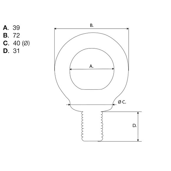 VALERYD Lyftögleskruv DIN580 20mm, 1200 Kg