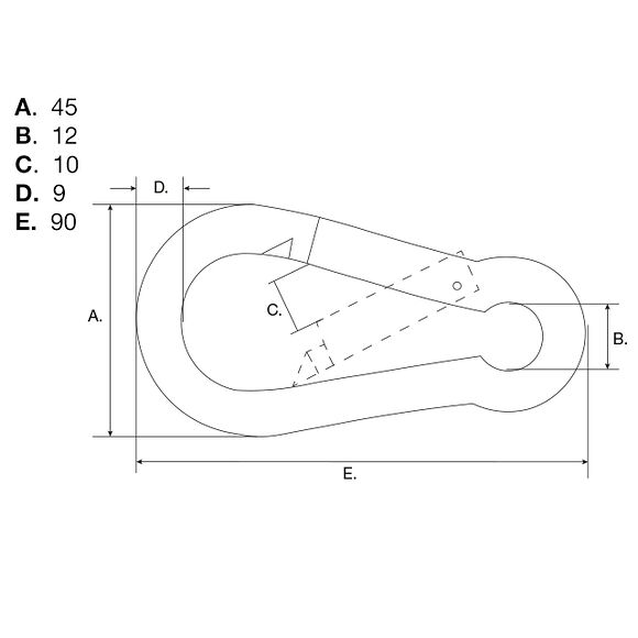VALERYD Karbinhake DIN5299 C 9x90mm, 250 Kg galvaniserad (2-pack)