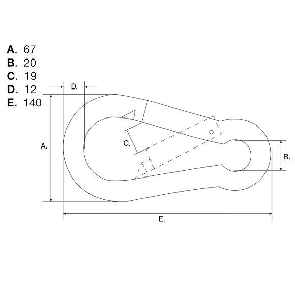 VALERYD Karbinhake DIN5299 C 12x140mm, 540 Kg galvaniserad (2-pack)