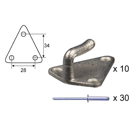 VALERYD Fästkrok metall till lastnät med popnit (10-pack)