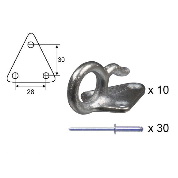 VALERYD Fästkrok metall till lastnät med popnit (10-pack)