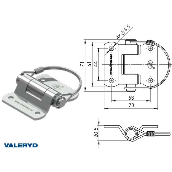 VALERYD Gångjärn 71x73mm