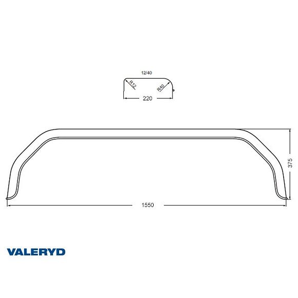 VALERYD Skärm galvaniserad plåt Boggi B220 H375 L1550