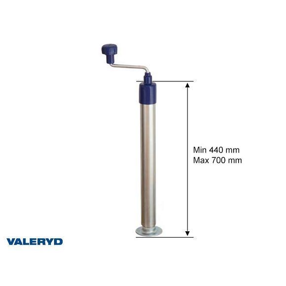 VALERYD Stödfot Ø48mm. 440mm med fotplatta och vev