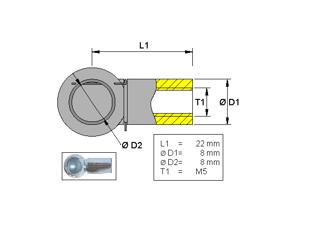 VALERYD Kulhållare, Metall L=22 M5