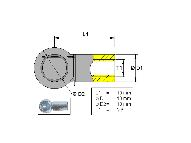 VALERYD Kulhållare, Metall L=19 M6