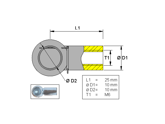 VALERYD Kulhållare, Metall L=25 M6