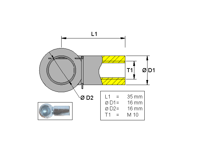 VALERYD Kulhållare, Metall L=35 M10