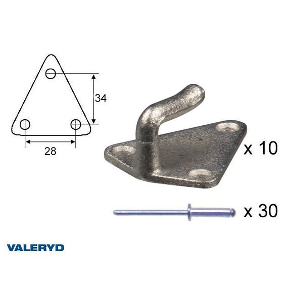 VALERYD Fästkrok metall till lastnät med popnit (10-pack)