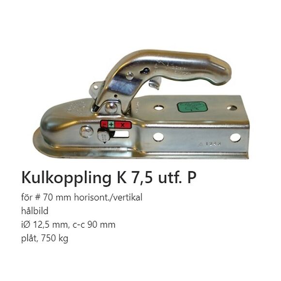   Kulkoppling Knott K7.5 utf P 70 anslutning 750kg