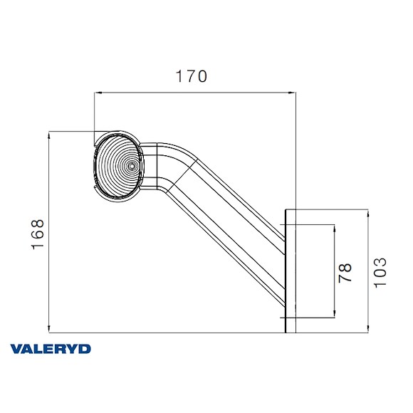 VALERYD Breddmarkeringslykta Aspöck Superpoint II 168x170mm Hö röd/vit/gul 24V med P&R 1