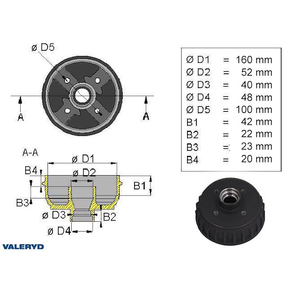 VALERYD Bromstrumma 160x35 4x100 AL-KO inkl. tum-lager