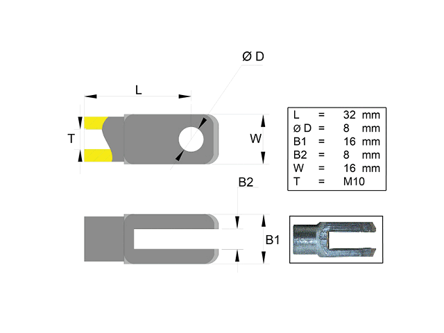 VALERYD Gaffelhuvud L 32 M10