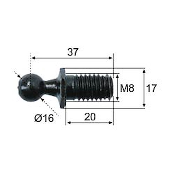 VALERYD Kulbult  Ø16 L=37 M8