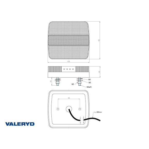VALERYD LED Baklampa 4-funktionell Ajba 12/24V 105x95x28mm