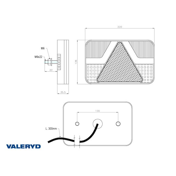 VALERYD LED Baklampa 7-funktionell med back-och dimljus Vä Ajba 12V 220x138x35,5mm