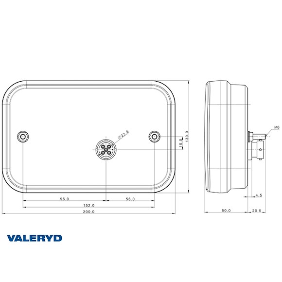 VALERYD LED Baklampa SCANDI-270 Blå Valeryd Vä 200x130x50 12V, Bajonettanslutning 5-pol