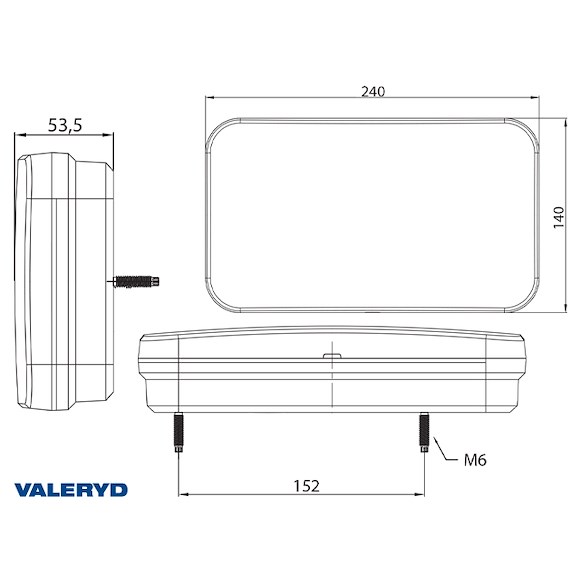 VALERYD LED Baklampa SCANDI-370 Valeryd 12-36V, Vänster, 6-funktionell, 1 meter kabel