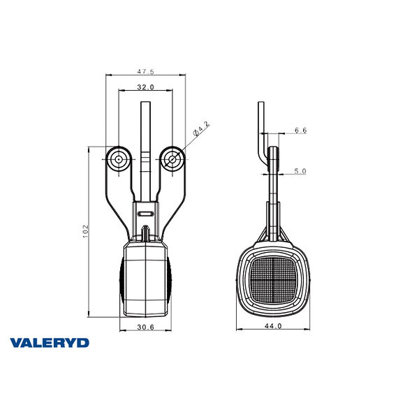 VALERYD LED Breddmarkeringslykta Fristom Vä/Hö 102x44x47.5mm 12-36V Vit/röd. 0.5m kabel