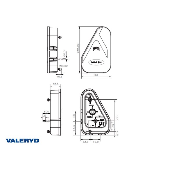 VALERYD LED Multifunktionsbaklykta ASPÖCK Earpoint Vänster 8-pol bajonett