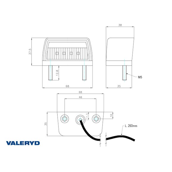 VALERYD LED Nummerskyltsbelysning Ajba 12/24V 68x37x38 mm
