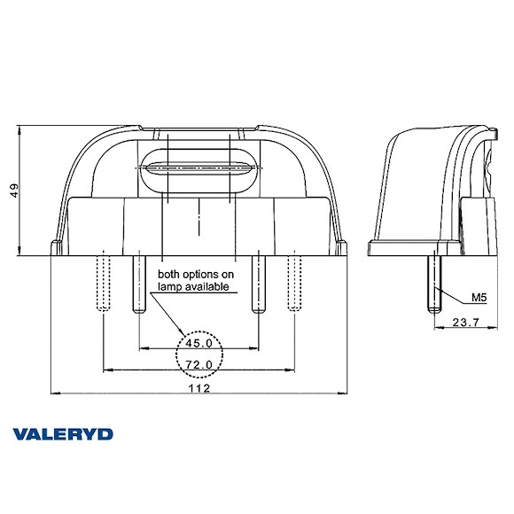 VALERYD LED Nummerskyltsbelysning Valeryd 112x49x23,7mm inkl. 0,5m Kabel