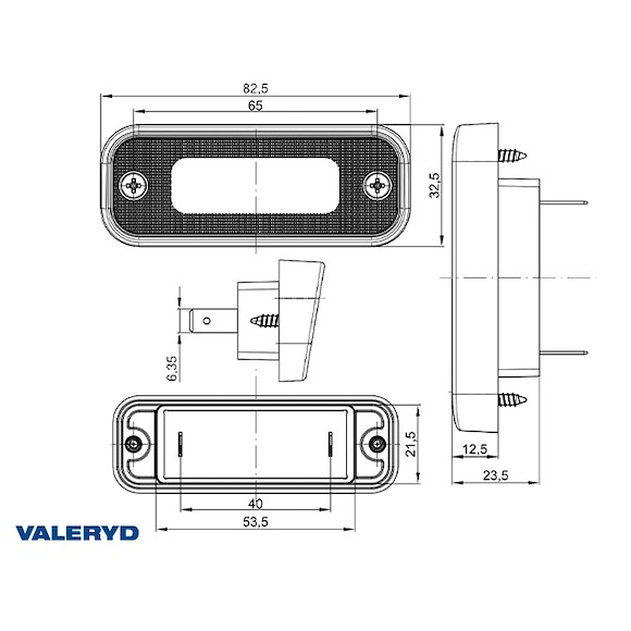 VALERYD LED Nummerskyltsbelysning Valeryd 82,5x32,5x23,5mm 12-36V F1 kontakt