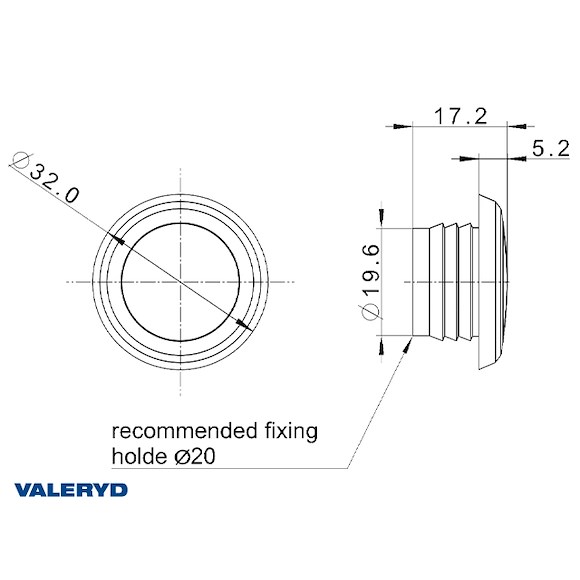 VALERYD LED Positionsljus Valeryd Ø32x17,2mm Vit 12-36V inkl. 0,15m Kabel