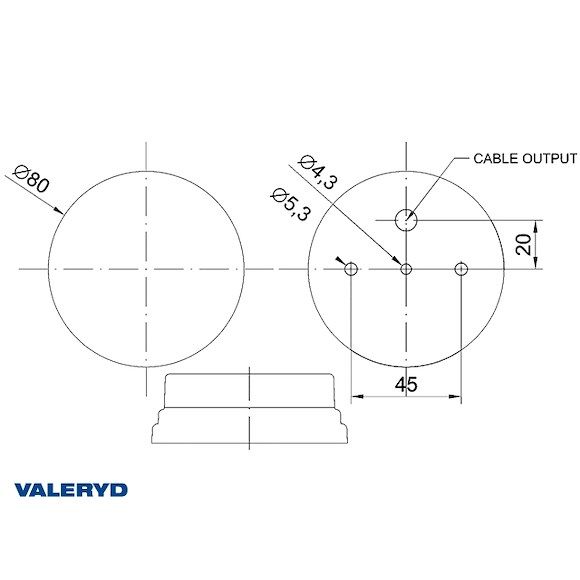 VALERYD LED Positionsljus Valeryd Ø80 Vit 12-30V inkl. Kabel