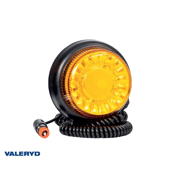 VALERYD LED Roterande varningsljus gul. 12- 24V Kabel 3m med koppling för cigarettuttag. Magnetfäste