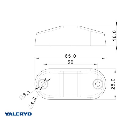 VALERYD LED Sidomarkeringsljus Valeryd 65x28x18mm gul 12–36V, inkl. 150mm Kabel