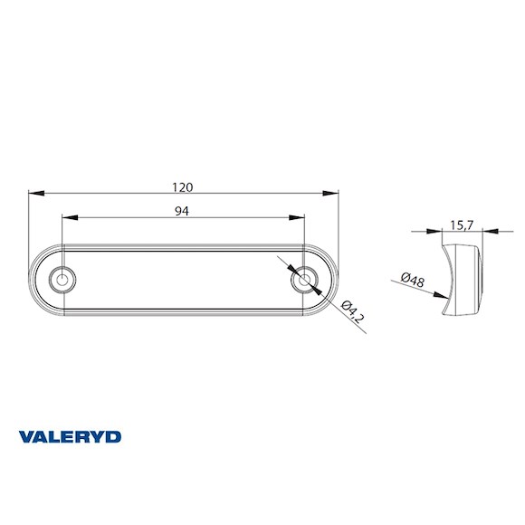 VALERYD LED Sidomarkeringsljus Valeryd Arctic Night 120,4x15,7mm Gul 12-36V inkl. 150mm 