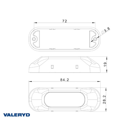 VALERYD LED Varningsljus 12-36V 84,2x28,2x19mm Gul inkl. 0,25m Kabel