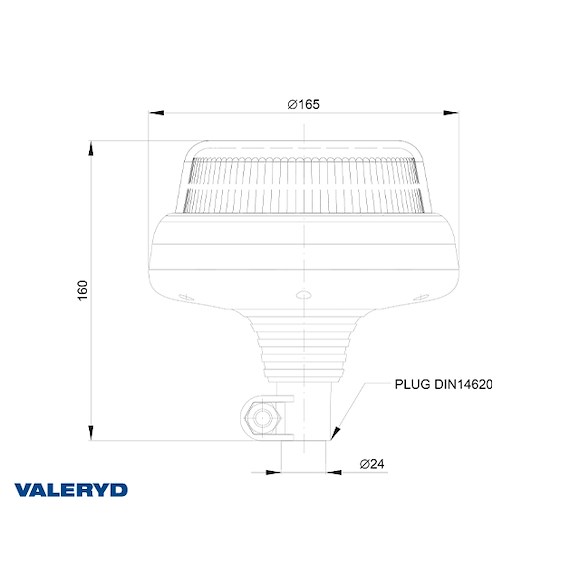 VALERYD LED Varningsljus gul. med förlängningsarm, elektrisk PLUG-IN snabbkoppling (DIN 